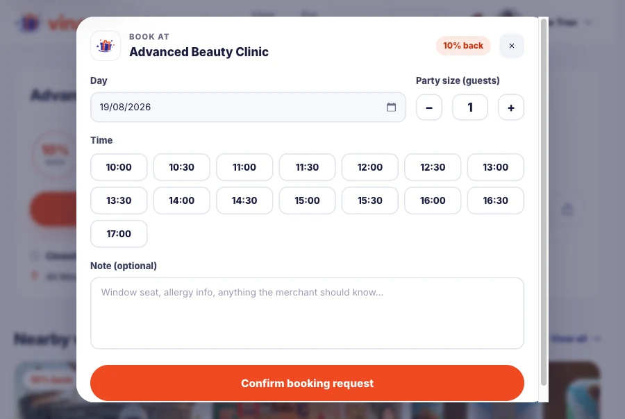Book a service — PC