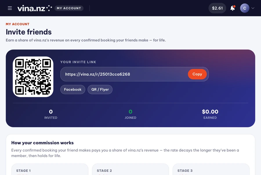 Invite friends and merchants — PC