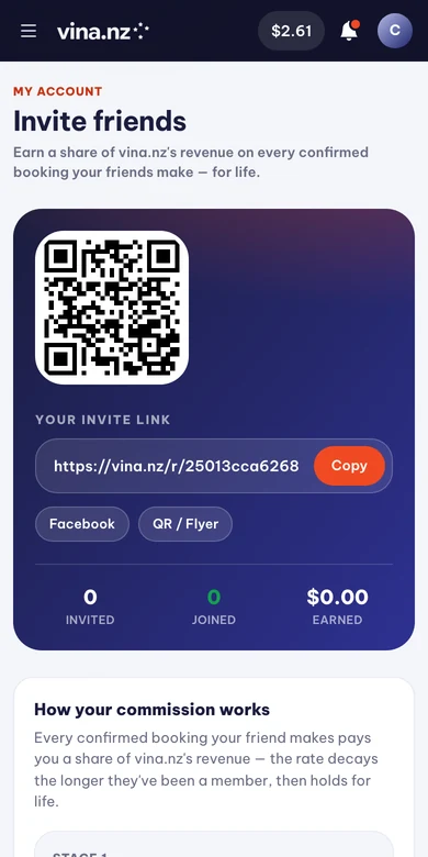 Invite friends and merchants — Mobile