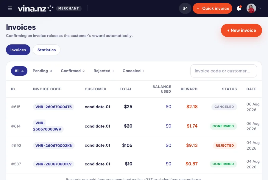 Raise and settle invoices — PC