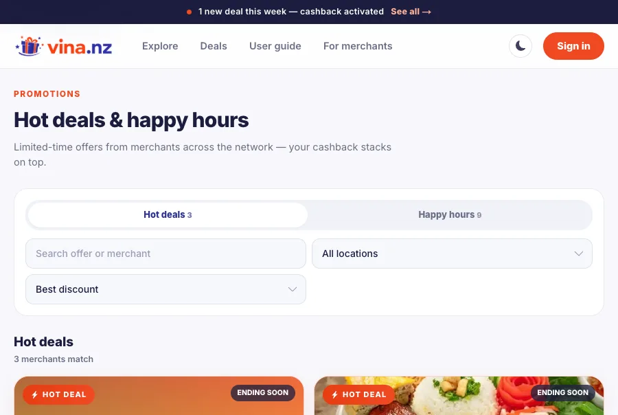Hot deals and happy hours — PC