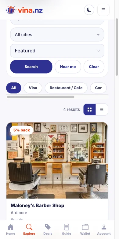 Find a place to spend — Mobile