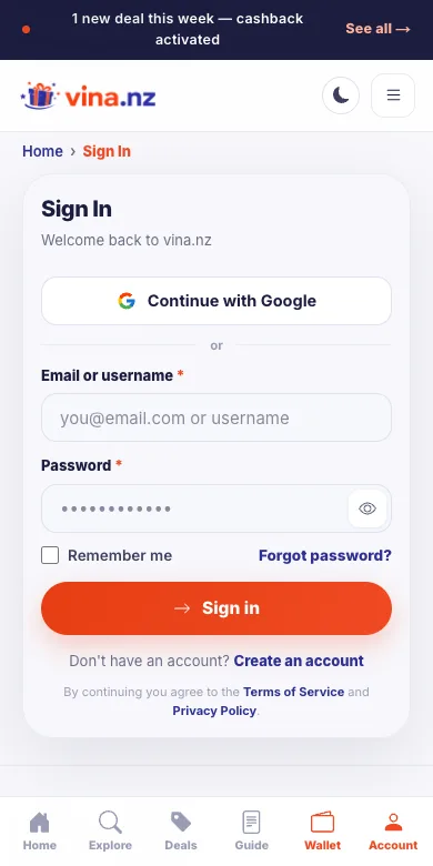 Sign in — Mobile