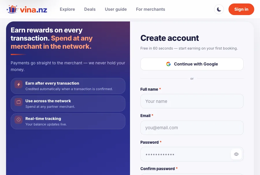 Create your account — PC