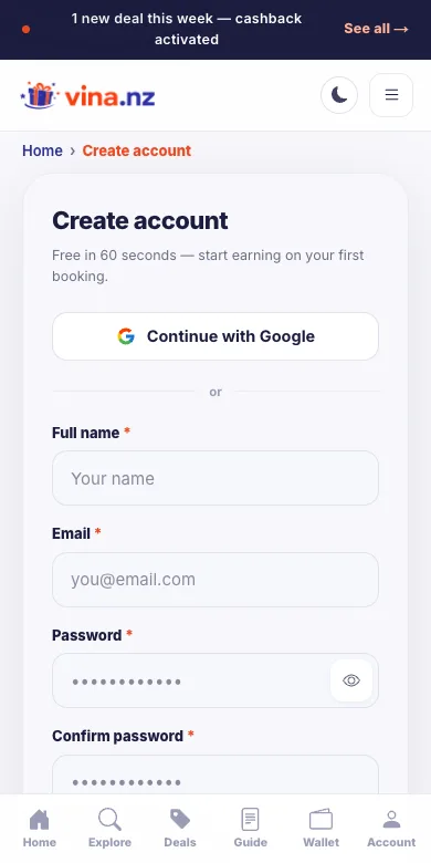 Create your account — Mobile