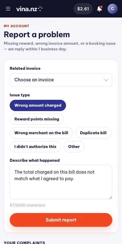 When something goes wrong — Mobile